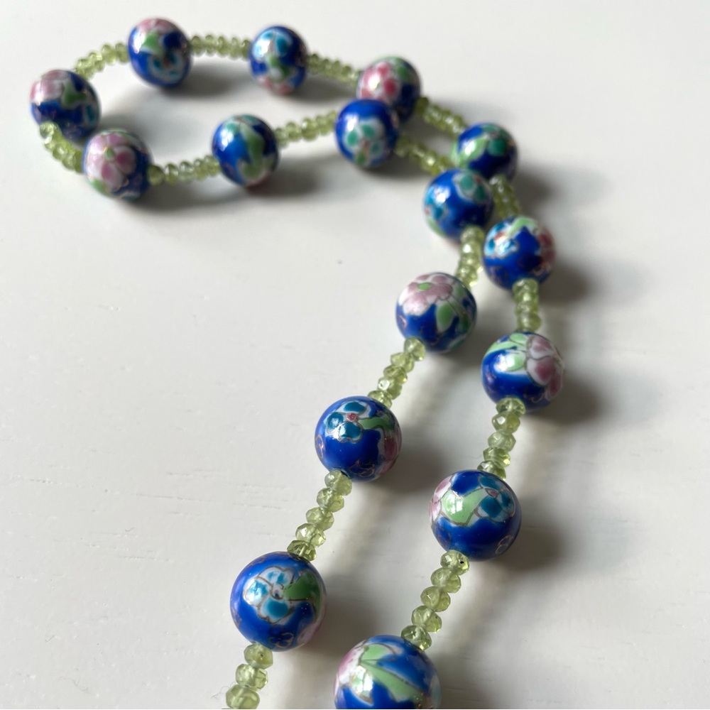 Vintage cloisonné beaded necklace w/ 14/20 GF lobster claw clasp